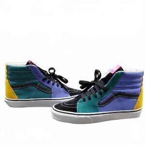 "Vans" Unisex, High-Top Sneakers in Black, Purple, Green, and Yellow Mens sz.8..